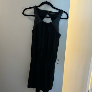 David Lerner Black Dress with Real Leather Accents